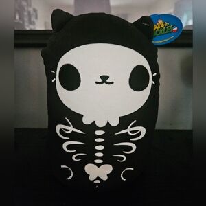 Cats Vs Pickles Skelecat Black and White Cat Plush